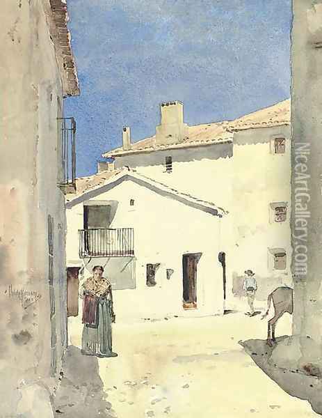 A Street in Denia, Spain Oil Painting - Childe Hassam
