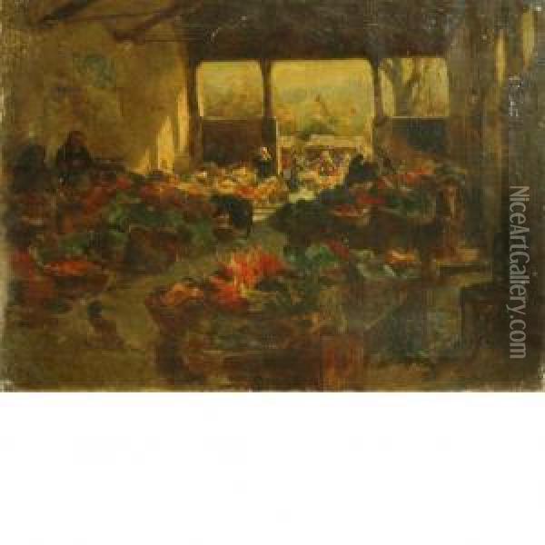Market Day Oil Painting - Adolphe Joseph Th. Monticelli