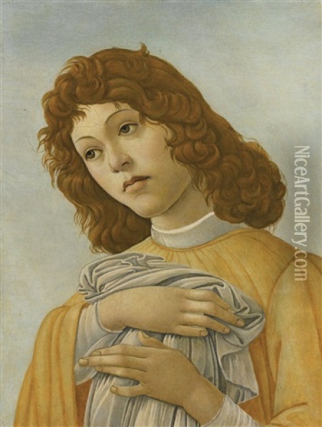 An Angel, Head And Shoulders Oil Painting - Sandro Botticelli