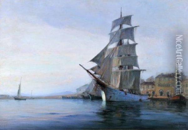 Voiliers Dans Le Port De Saint Tropez Oil Painting - Georges Ricard-Cordingley