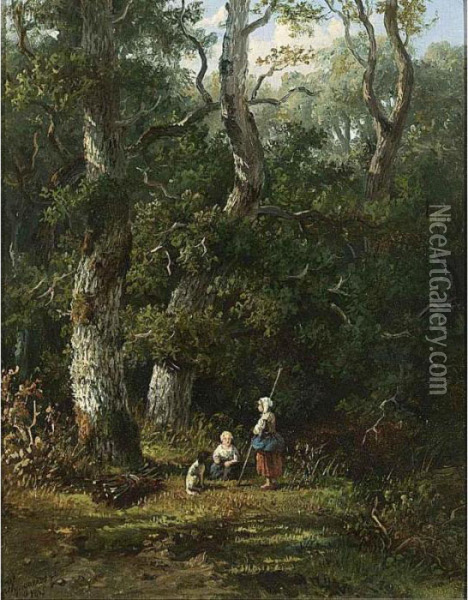 Wood Gatherers Resting Oil Painting - Anthonie Jacobus Van Wyngaerts