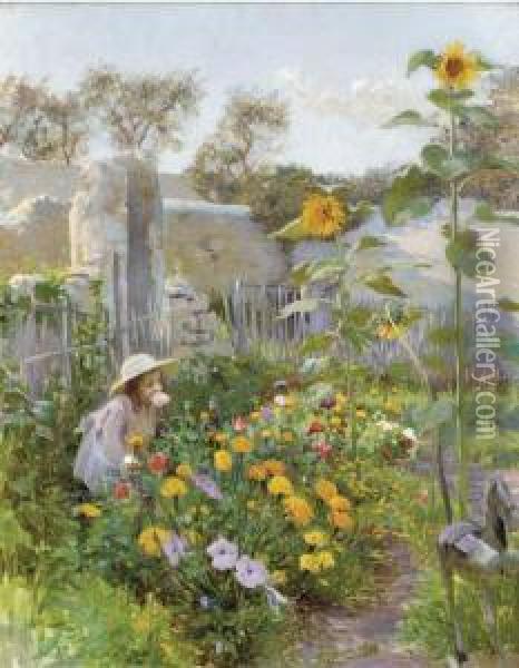 Dans Le Jardin Oil Painting - Adolphe Gumery