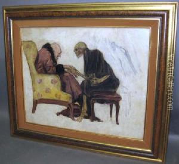 An Old Man And Death Oil Painting - Albert B. Wenzell