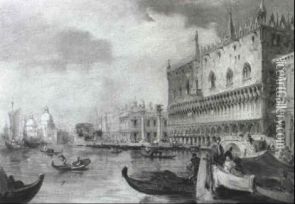 Venice Piazetta, Doges Palace Oil Painting - Edward Pritchett