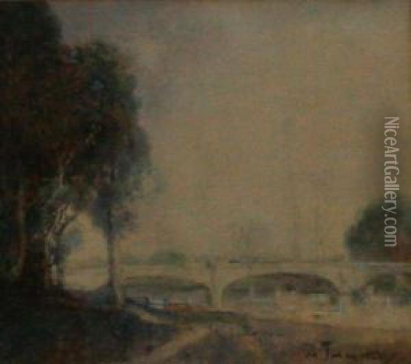 Bridge Onthe Yarra Oil Painting - Matthew James Macnally