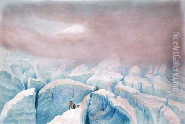 View of the Glacier des Bossons 1859 Oil Painting - Edward Thomas Coleman