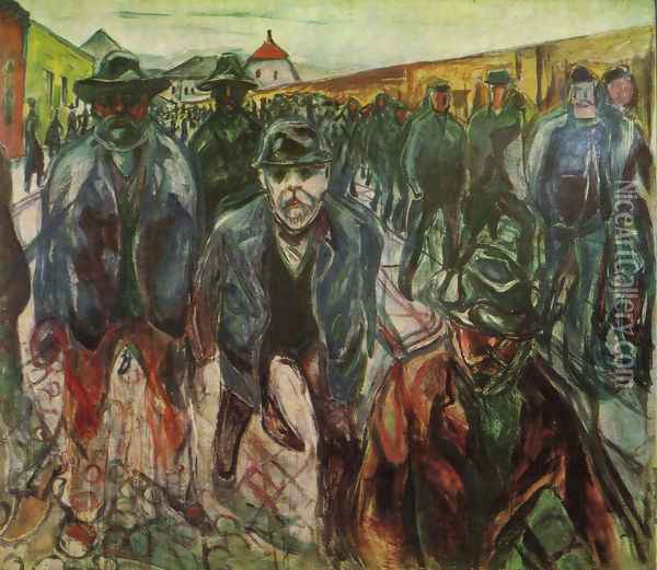 Workers returning at home 1915 Oil Painting - Edvard Munch