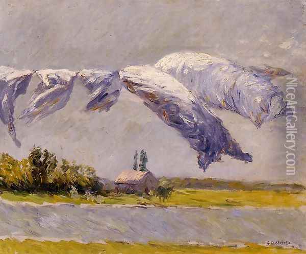 Laundry Drying Petit Gennevilliers Oil Painting - Gustave Caillebotte