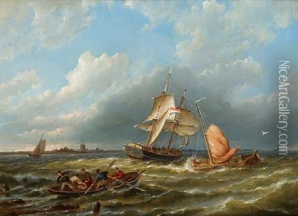 Near Dokkum, Holland Oil Painting - Pieter Cornelis Dommershuijzen