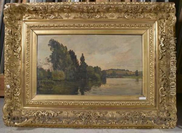 Flusslandschaft. Oil Painting - Hippolyte Camille Delpy