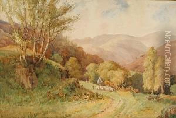 Herding Sheep Oil Painting - Walter Eastwood