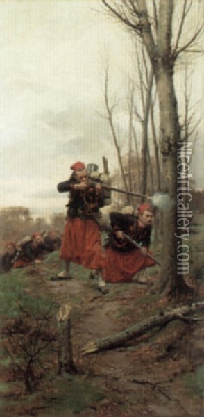 The Sharpshooters Oil Painting - Paul (Louis Narcisse) Grolleron