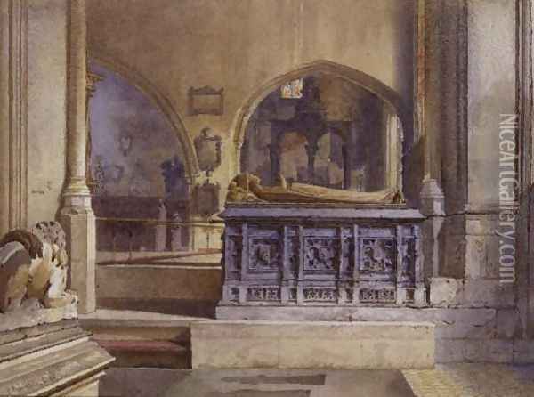 Lord and Lady Crosby's Monument, St. Helen's Church, Bishopsgate, 1883 Oil Painting - John Crowther