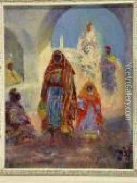 Arabs In An Archway Oil Painting - William Kennedy