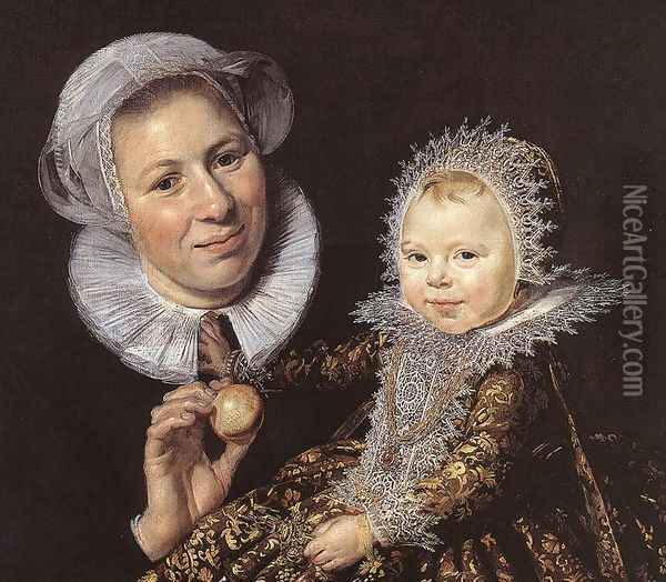 Catharina Hooft with her Nurse (detail 1) 1619-20 Oil Painting - Frans Hals