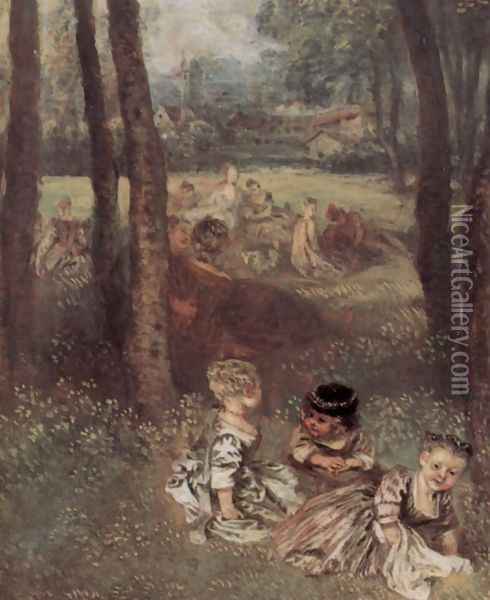 Les Champs Élyssées (detail 3) Oil Painting - Jean-Antoine Watteau