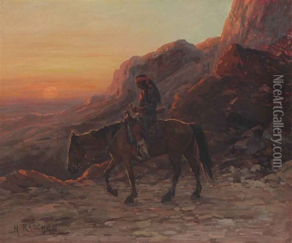 Through The Mountain Pass Oil Painting - Henry Raschen