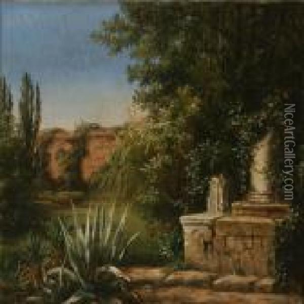 An Italian Garden On A Summerday Oil Painting - Anthonie, Anthonore Christensen