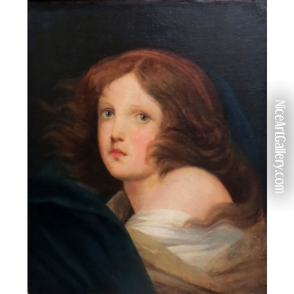 Girl With Blue Eyes Oil Painting - Jean Baptiste Greuze