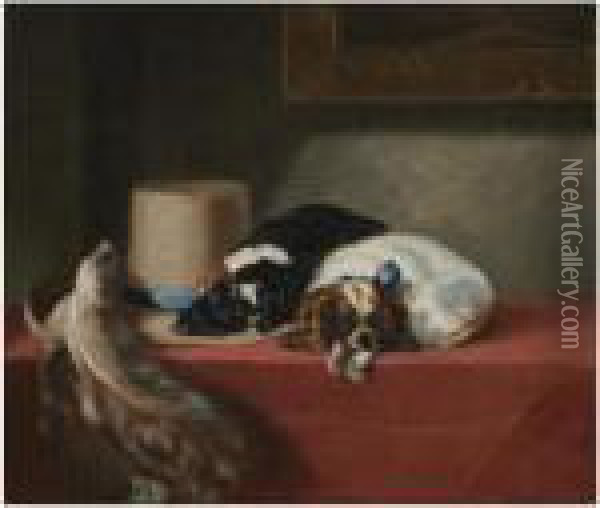Two King Charles Spaniels Oil Painting - Landseer, Sir Edwin