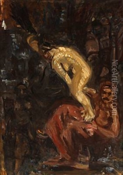 Hekseridt Oil Painting - Oluf Hartmann