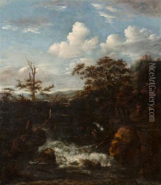 River In Mountainous Landscape Oil Painting - Allaert van Everdingen