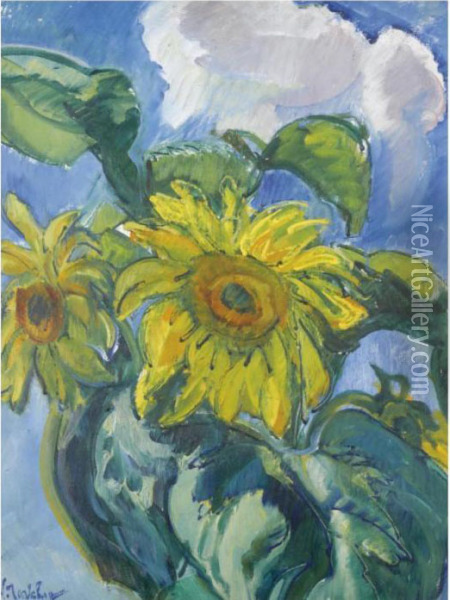Sunflowers Oil Painting - Nikolai Aleksandrovich Tarkhov