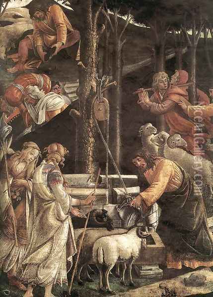 The Trials and Calling of Moses (detail 2) 1481-82 Oil Painting - Sandro Botticelli