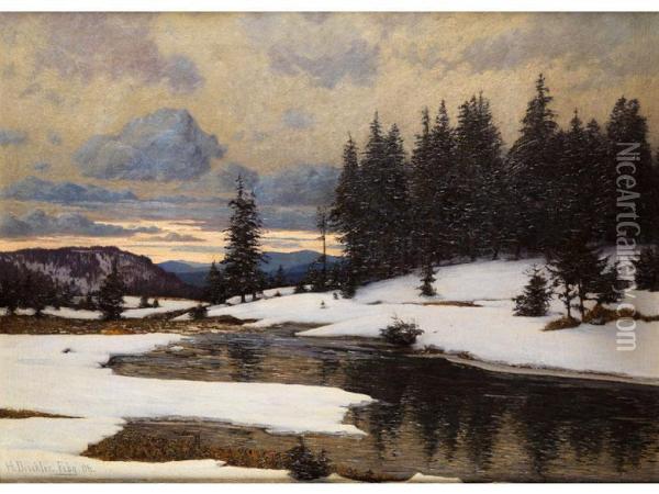 Schwarzwaldlandschaft Im Schnee Oil Painting - Hermann Dischler