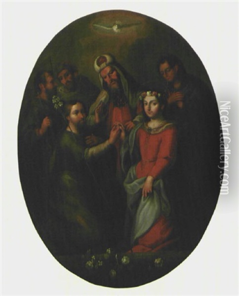Matrimonio De La Virgen Oil Painting - Miguel Cabrera