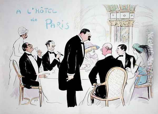 A lHotel de Paris 1913 Oil Painting - Georges Goursat Sem