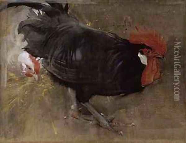 The Black Cock Oil Painting - Joseph Crawhall