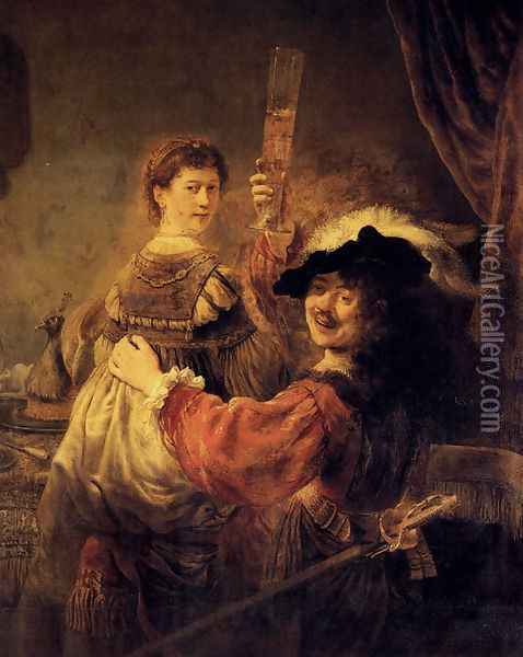 Self-portrait With Saskia (or The Prodigal Son With A Whore) Oil Painting - Rembrandt Van Rijn