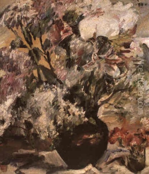 Amaryllis, Flieder, Anemonen Oil Painting - Lovis Corinth