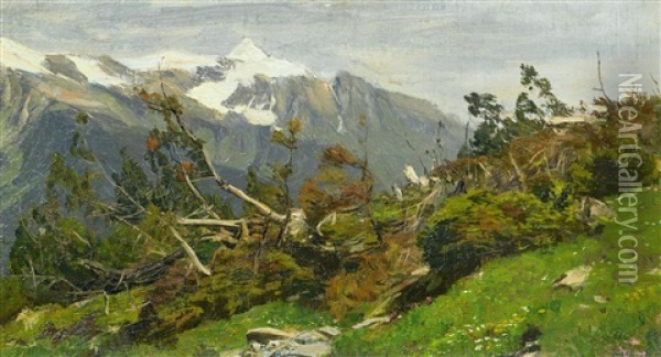 Studie Einer Berglandschaft Oil Painting - Georg Macco