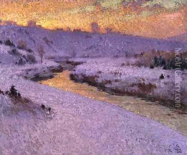 Stream in Winter Oil Painting - Marc Aurele de Roy Suzor-Cote