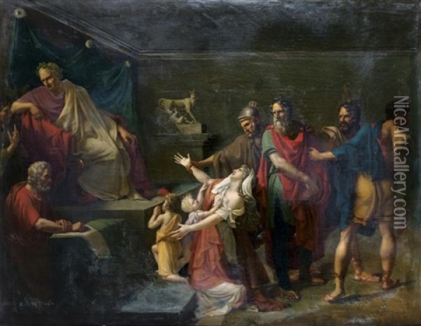 Epponine Et Julius Sabinus Devant Vespasien Oil Painting - Francois Henri Mulard