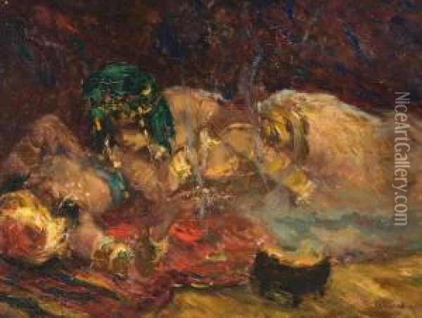 Odalisques Oil Painting - Gustave Flasschoen