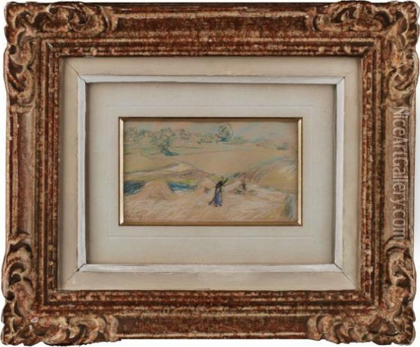 Landschaft Mit Bauerin Bei Der Ernte Oil Painting - Alfred Sisley