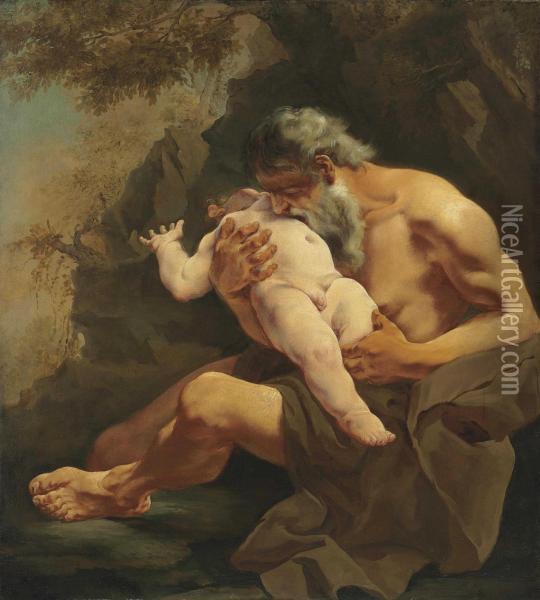 Saturn Devouring His Child Oil Painting - Giulia Lama