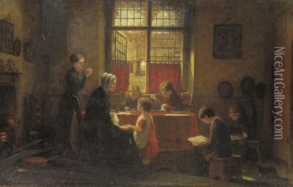 The Dame School Oil Painting - Frederick Daniel Hardy