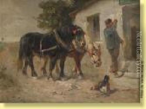 Marchand De Chevaux Buvant Oil Painting - Henry Schouten