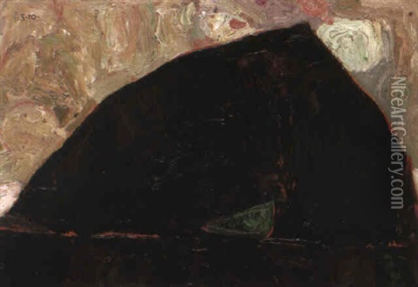 Berg Am Flus Oil Painting - Egon Schiele