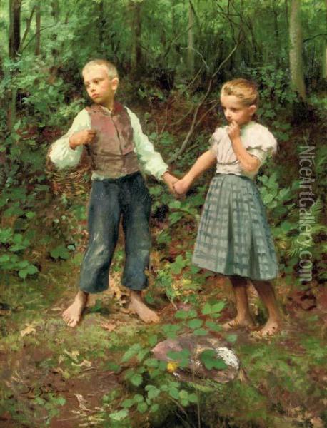 Holding Hands In The Forest Oil Painting - Hermann Seeger