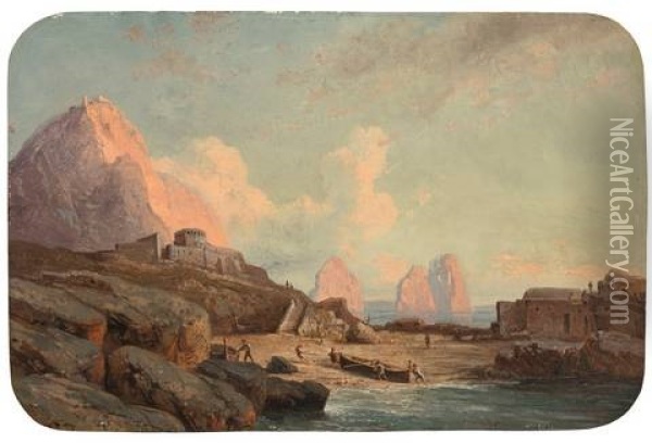 Die Fariglioni Auf Capri Oil Painting - Carl Robert Kummer