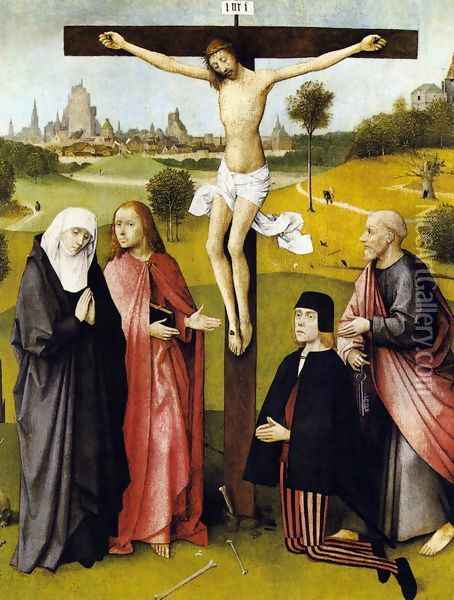 Crucifixion with a Donor 1480-85 Oil Painting - Hieronymous Bosch