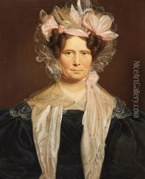 Portrait Of A Lady In A Bonnet Oil Painting - Friedrich Traugott Georgi