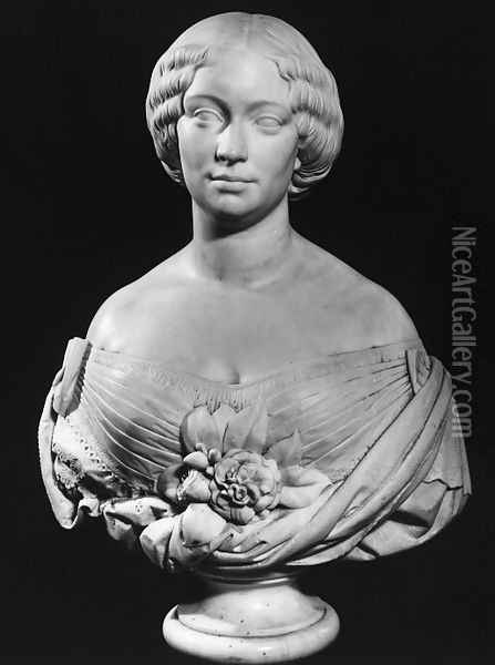 Bust of Mrs. Bouchet Oil Painting - Jean Auguste Barre