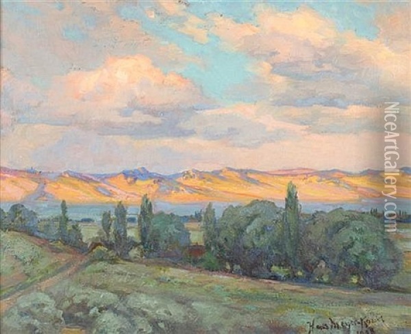 Mountain Ridge At Dusk Oil Painting - Hans Meyer-Kassel