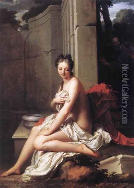 Susanna at the Bath 1704 Oil Painting - Jean-Baptiste Santerre